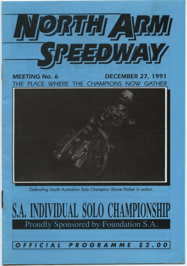 S.A. Individual Solo Championship. North Arm Speedway. December 27, 1991.