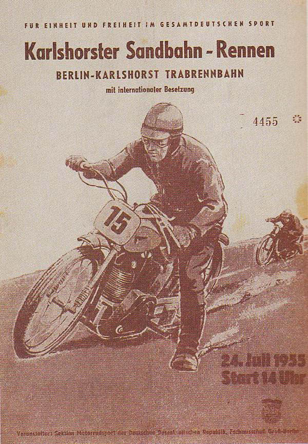 Programmheft Sandbahnrennen Berlin-Karlshorst 1955