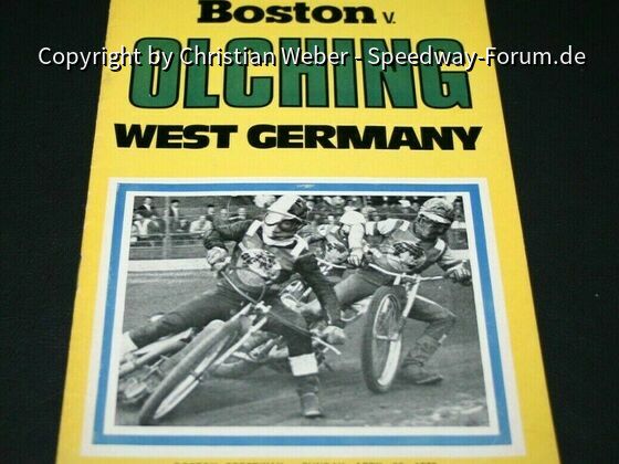 Speedway Programm Boston Barracudas v MSC Olching 30. April 1972