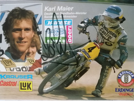 Autogrammfoto von Karl Maier, BRD Deutschland, Sandbahn-WM, Longtrack