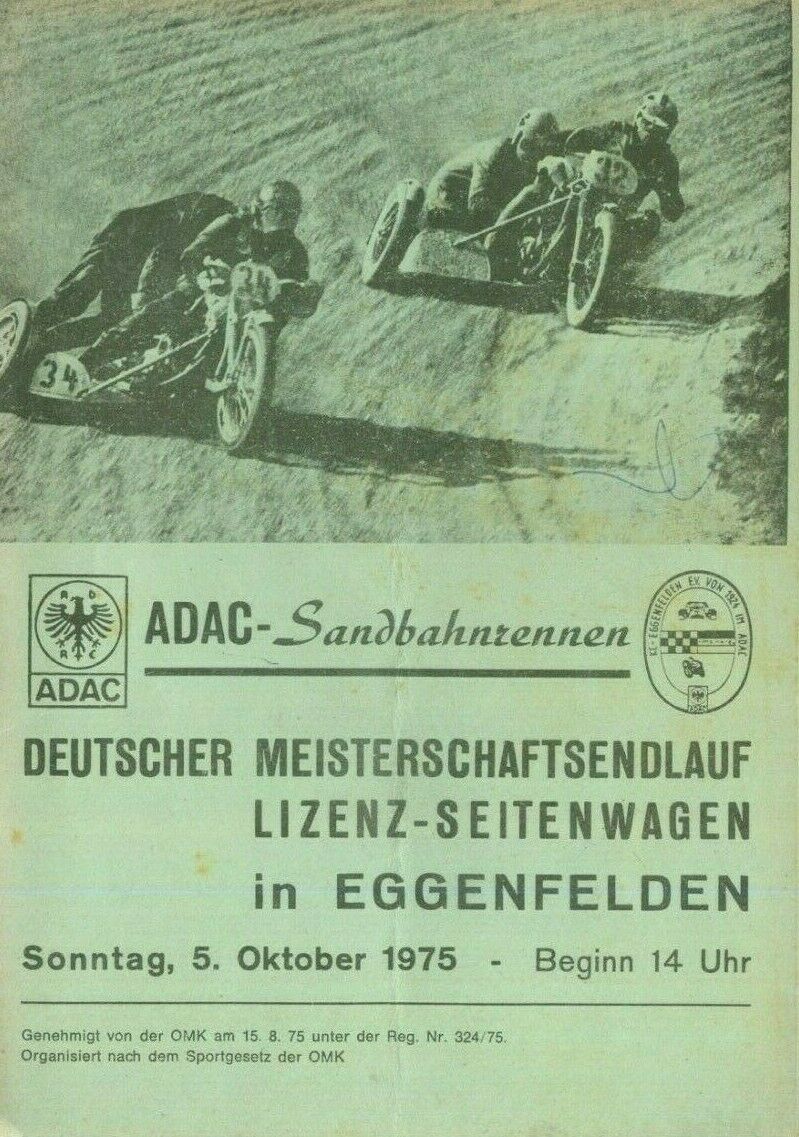 Programmheft Seitenwagen DM 1975 in Eggenfelden