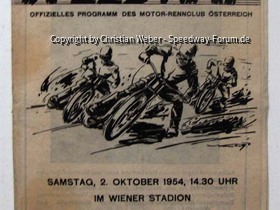 Programmheft Speedway Test Match England gegen Kontinent 1954 in Wien